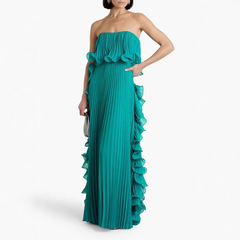 Women's Pleated Chest Wrap Large Hem Dress - Image 2