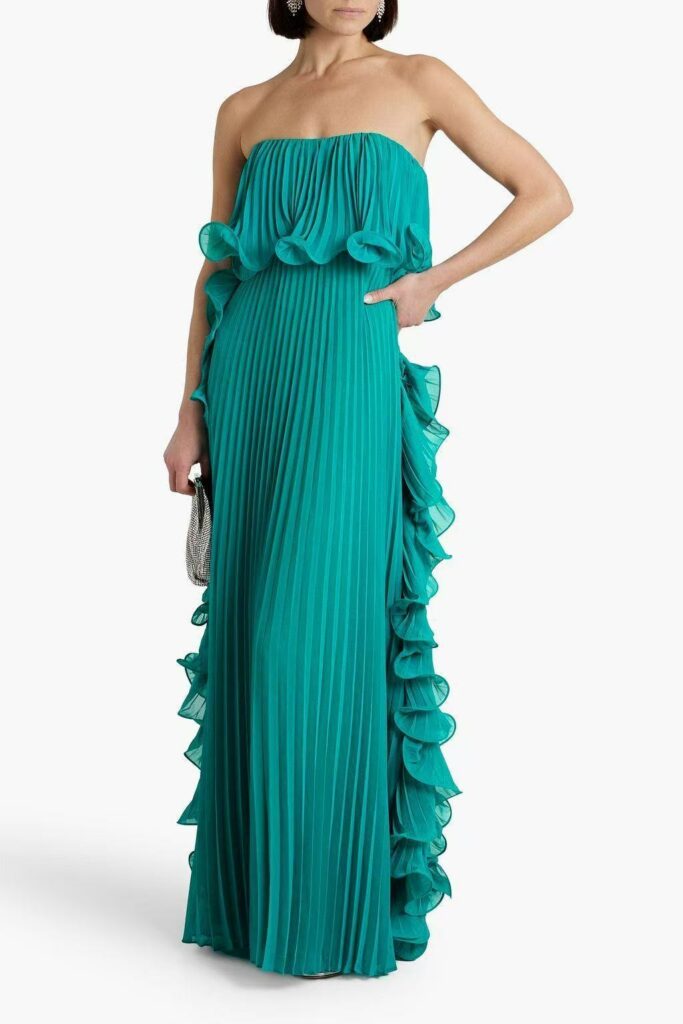 Women's Pleated Chest Wrap Large Hem Dress - Image 8