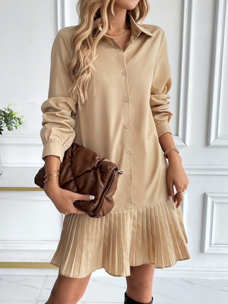 European And American Solid Color Niche Design Dress - Image 5