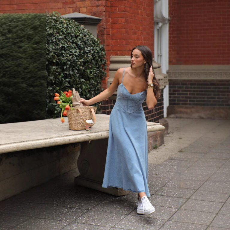 Women's Sleeveless Spaghetti Straps Slimming Faux Denim Dress - Image 2