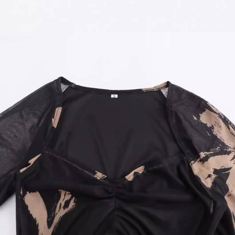 Simple Mesh Printed Sheath Dress - Image 2