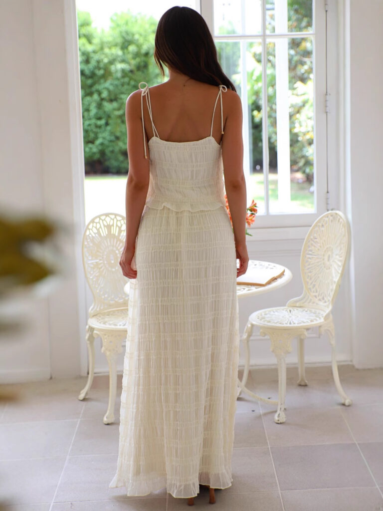 Elegant Chiffon Sling Long Lace Dress - Image 5