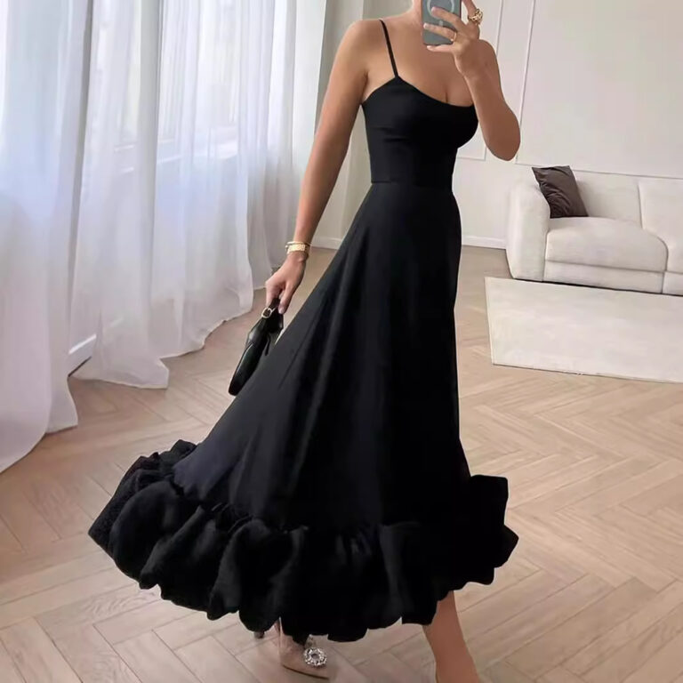 Sling Ball Large Skirt Solid Color Dress Women - Image 4