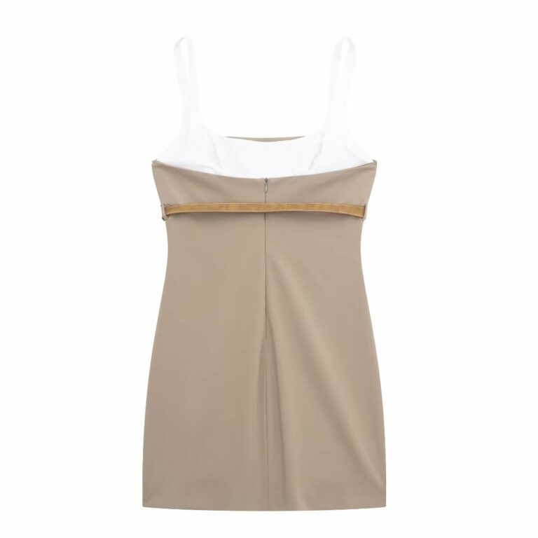 Women's Fashion Slim Fit With Belt Stitching Dress - Image 2