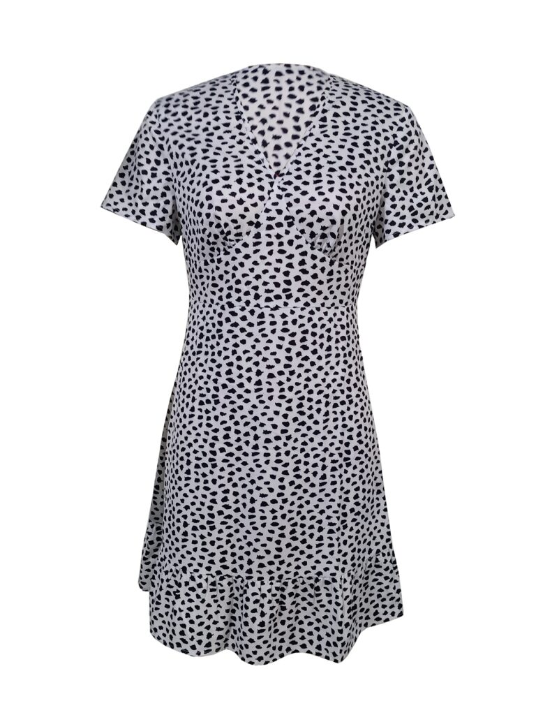 Ladies' V-neck Printed Fashionable A-list Dress - Image 3