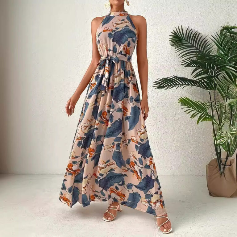 Bohemian Retro Halter Dress Women - Image 2