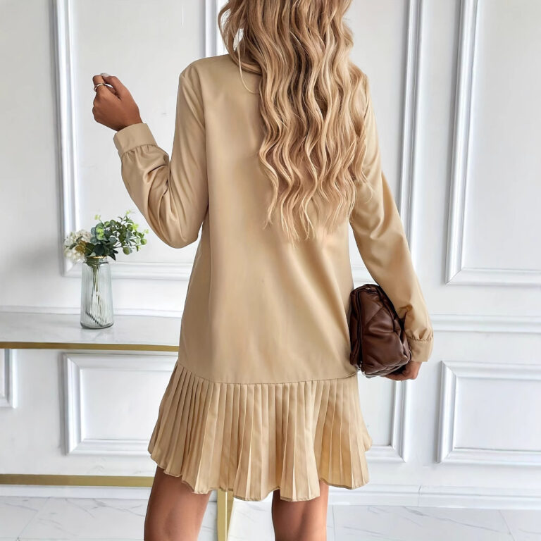 European And American Solid Color Niche Design Dress - Image 2