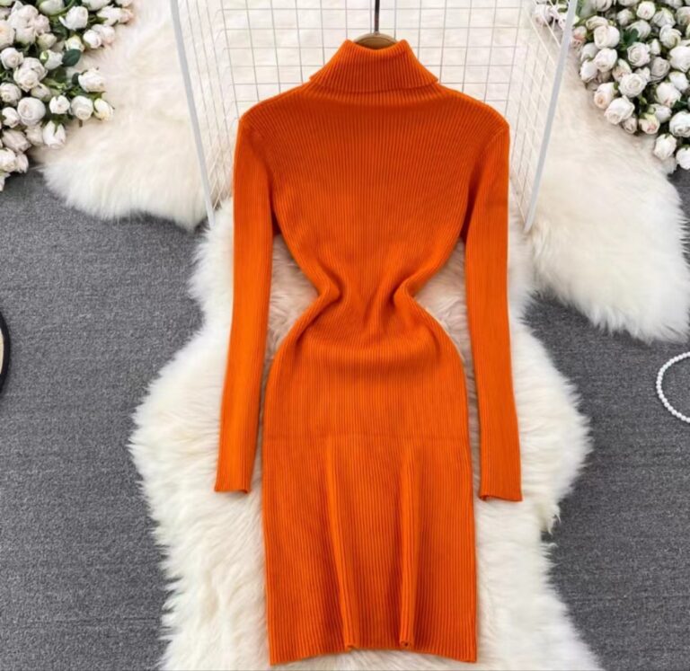 Korean Style Long Sleeve Turtleneck Dress Sweater - Image 10