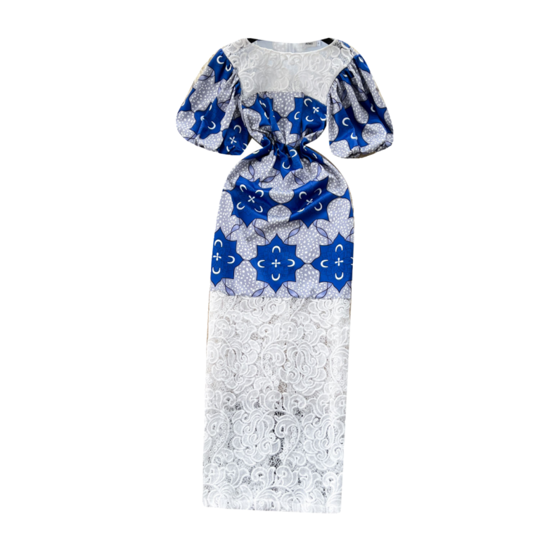 Women's Printed Color Contrast Patchwork Long Lace Dress - Image 5