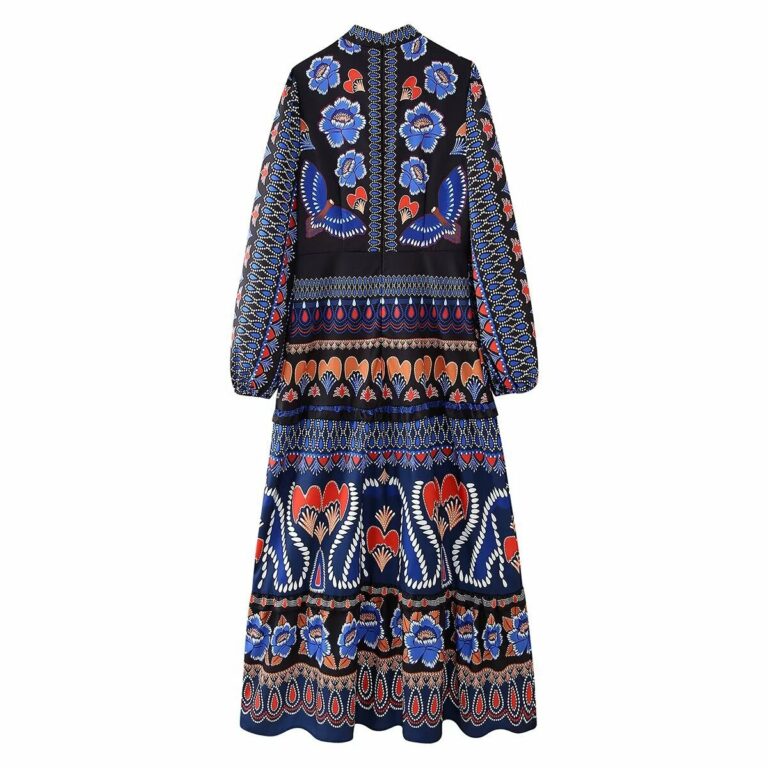 European And American Women's Clothing Printing Stitching Cake Dress - Image 3
