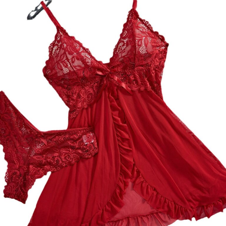 Two-piece Suspender Dress Mesh Transparent Nightdress - Image 5