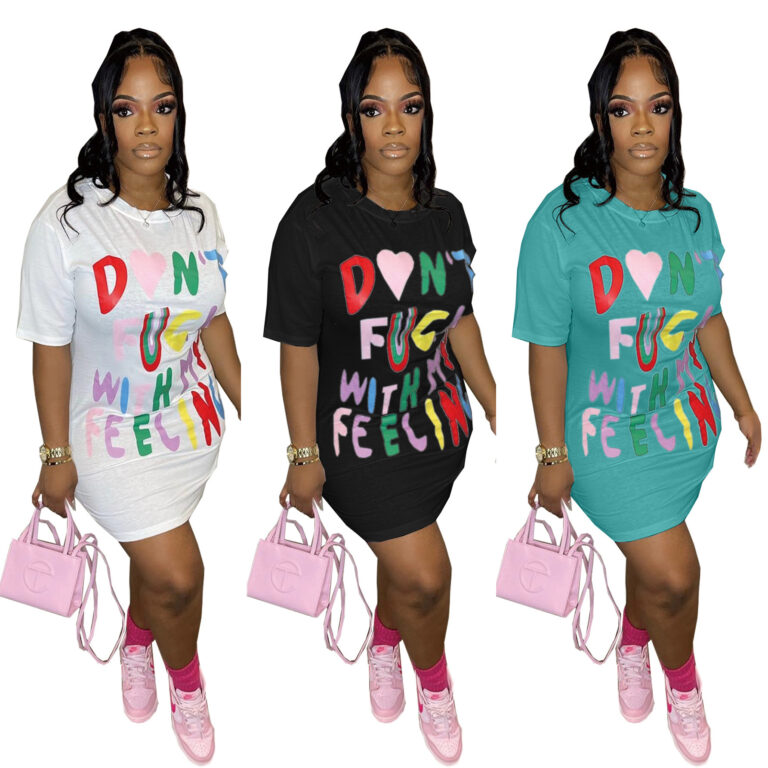 Casual Letter Printing Slim Sexy Dress - Image 2