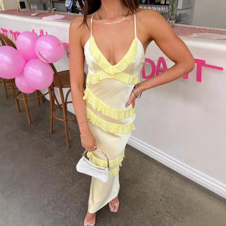 Slim Fit Slimming Pure Color Ruffles Women's Summer Sling