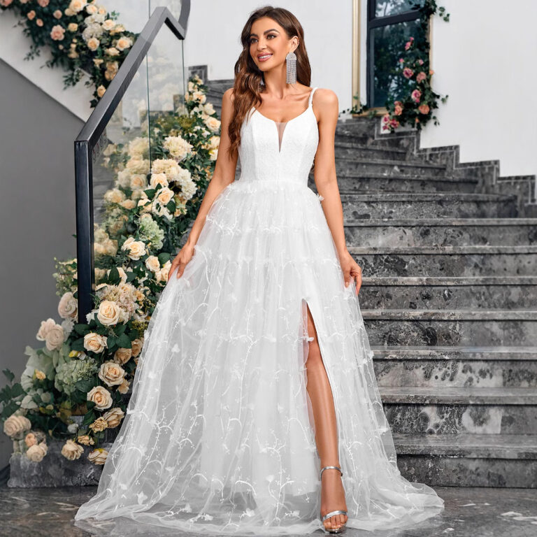 V-neck Slingback Solid Color Elegant Dress
