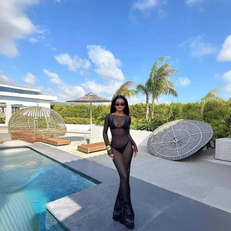 Sexy Wear Hot Girl Slim Fit Mesh See-through Off-shoulder Long Sleeve Dress