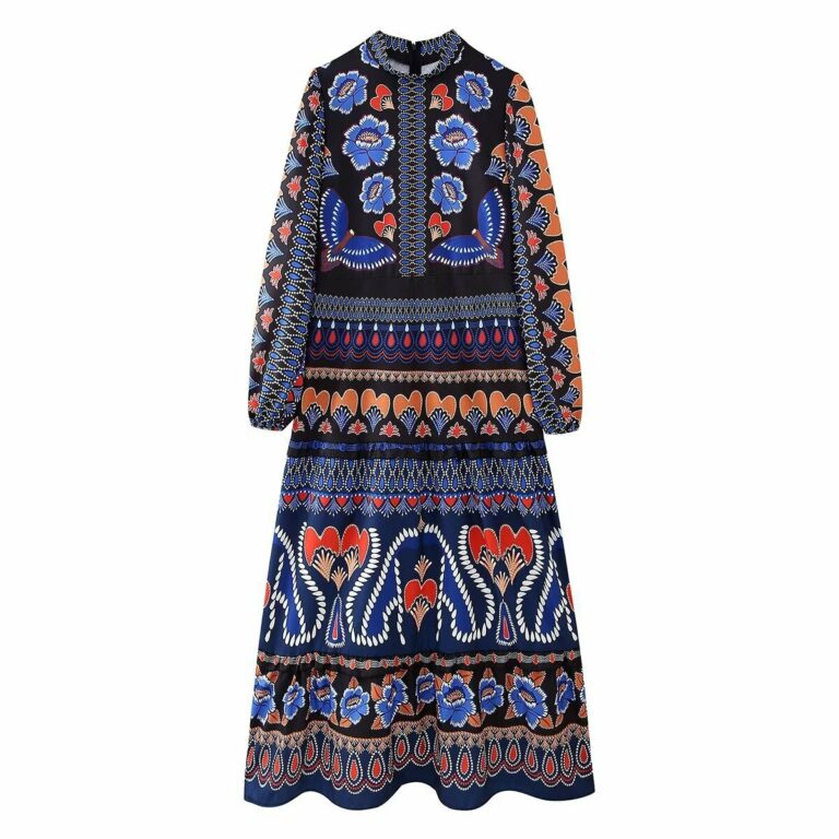 European And American Women's Clothing Printing Stitching Cake Dress - Image 6