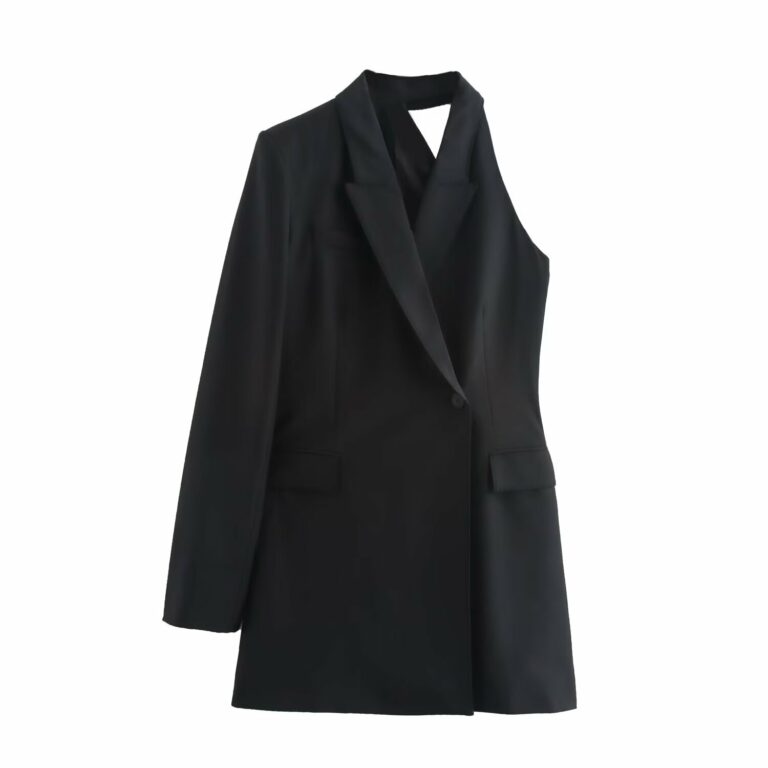New Fall Women's Clothing Versatile Style Single Button Asymmetric Long Sleeve Dress