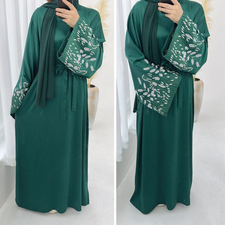 Women's Casual Embroidered Leaves Elegant Dress Robe - Image 6