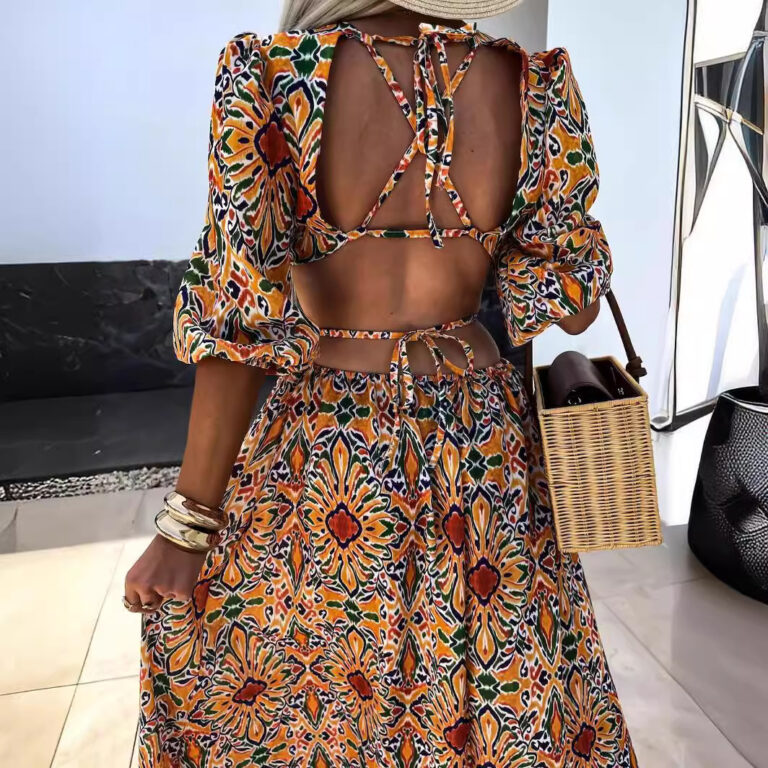Women's Fashion Multi-color Printing Casual Dress - Image 3