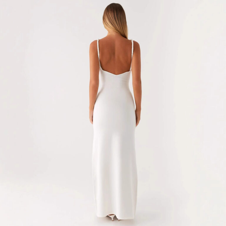 Women's V-neck Backless Bra Sling Midi Dress - Image 2
