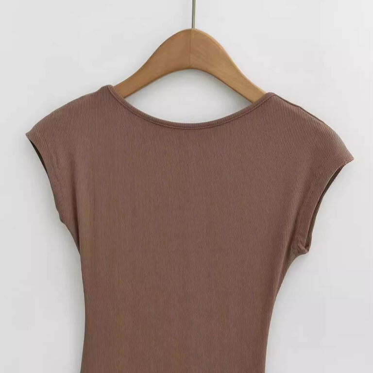 Women's Backless Short Sleeve Dress Slim Fit Sheath Mid-length - Image 3