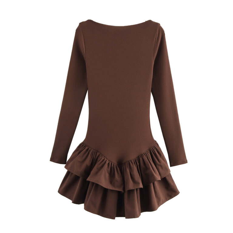 Women's Laminated Long Sleeve Short Dress - Image 5