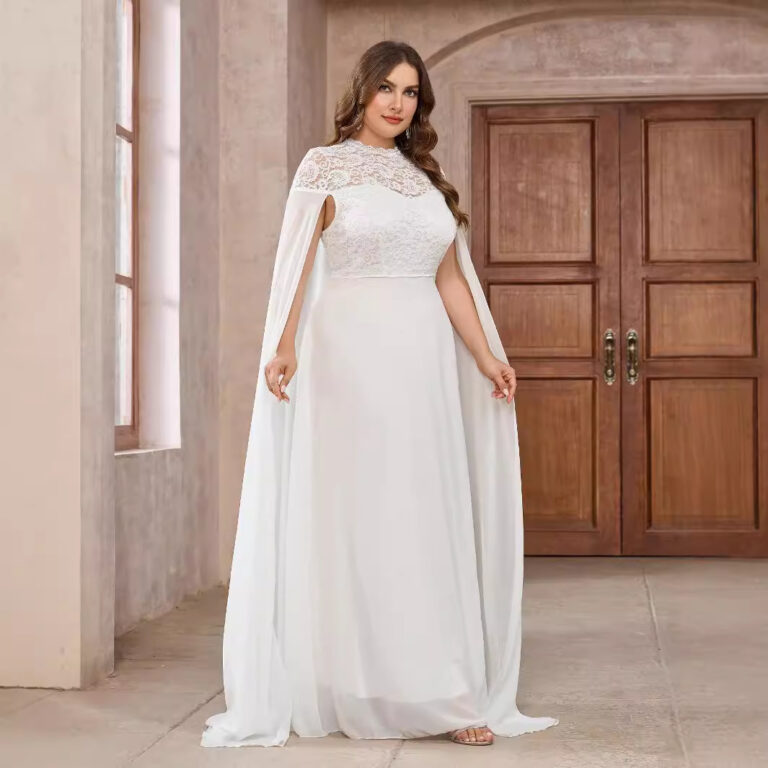 Round Neck Cape Dress Women's Autumn And Winter Cocktail Dress - Image 2