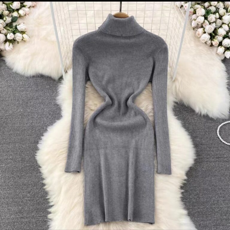 Korean Style Long Sleeve Turtleneck Dress Sweater - Image 8