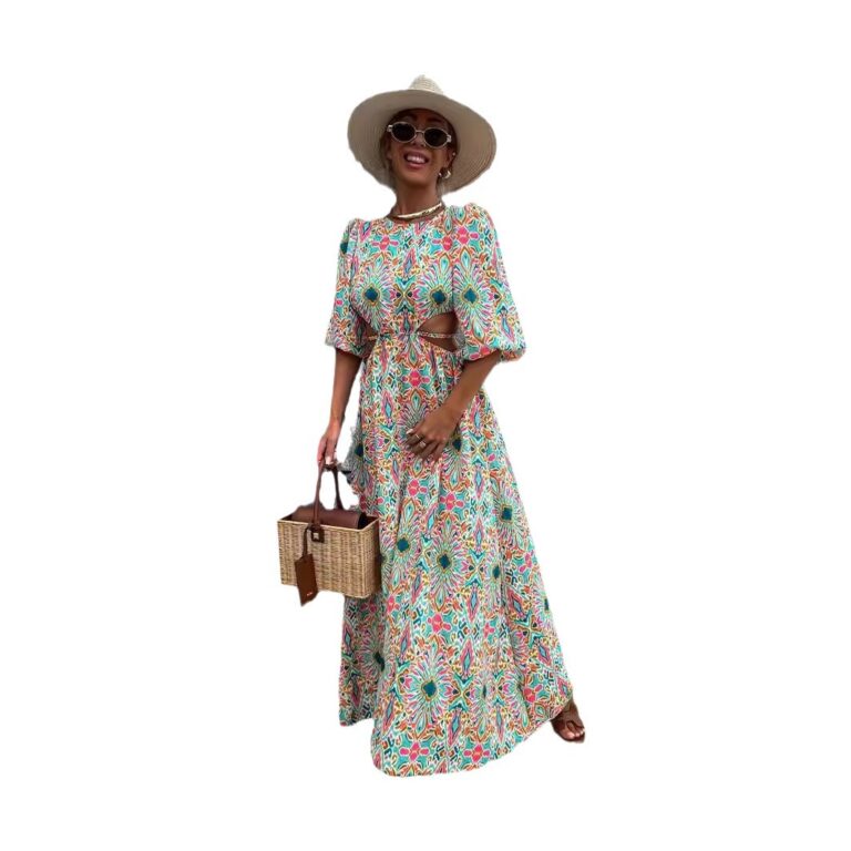 Women's Fashion Multi-color Printing Casual Dress - Image 5
