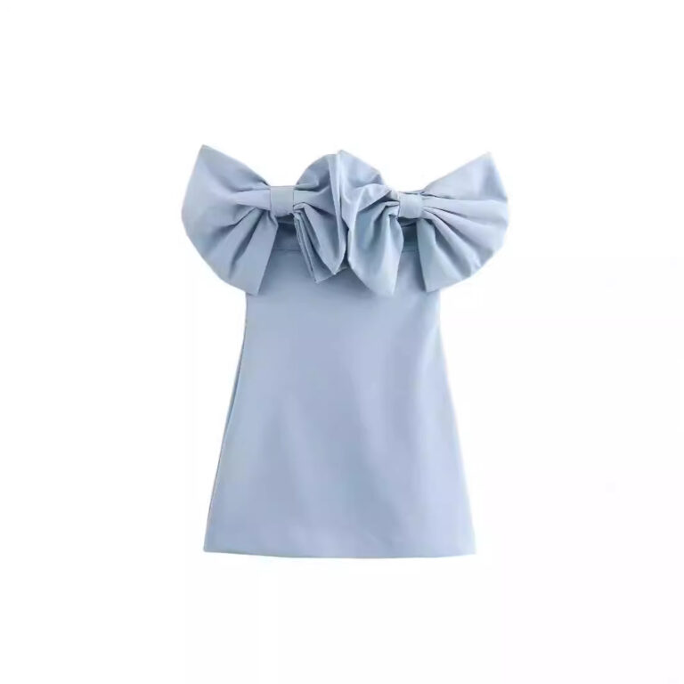 Bow Decoration Name Dress Tube Top Short Dress - Image 5