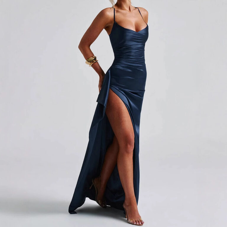 Women's High-grade Suspenders Backless Slit Dress - Image 3