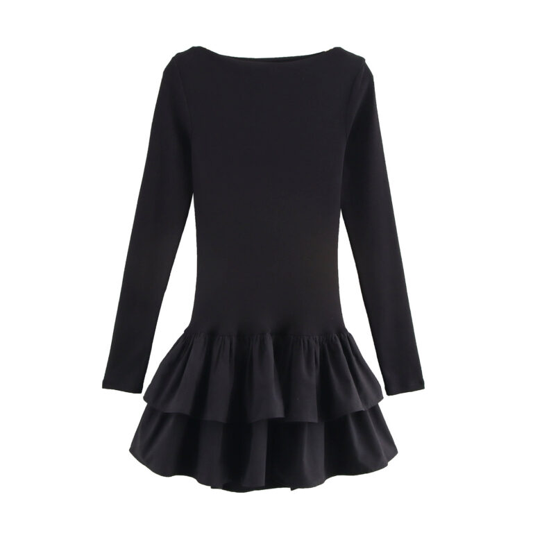 Women's Laminated Long Sleeve Short Dress - Image 2