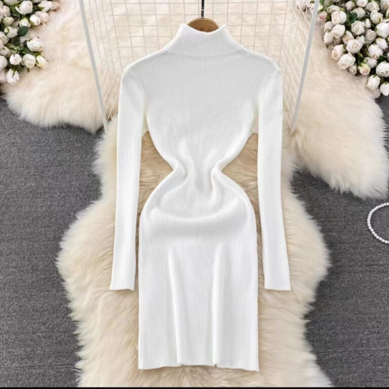 Korean Style Long Sleeve Turtleneck Dress Sweater - Image 4