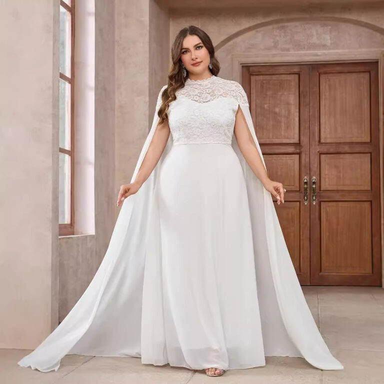 Round Neck Cape Dress Women's Autumn And Winter Cocktail Dress - Image 4