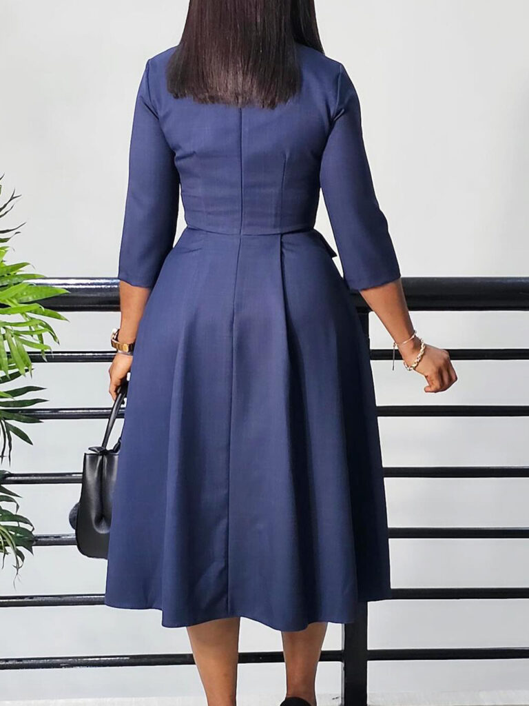 Elegant Pure Color Pleated Plus Size Women's - Image 6