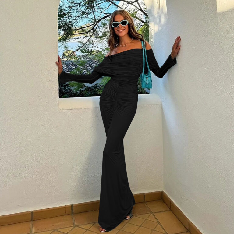 Fashionable Temperament Slightly Transparent Slim Fit Long Dress - Image 4