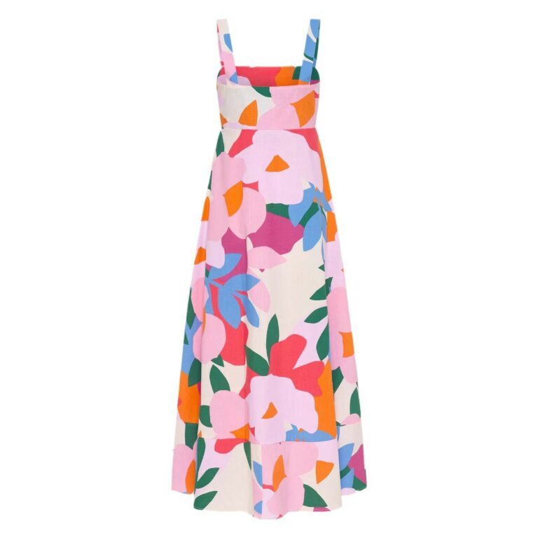 Vacation Style French Printed Long Dress Women - Image 5