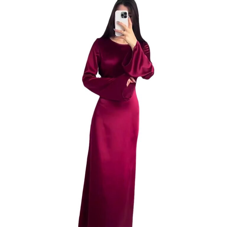 Waist-tight Slimming Lace Up Solid Color Long Sleeve Dress - Image 5