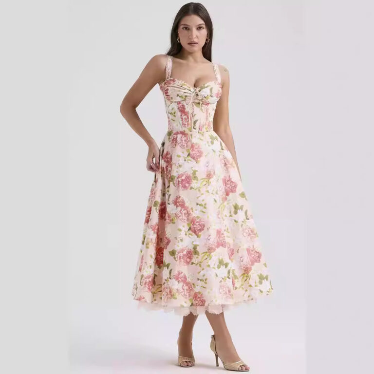 Floral Series French Strap Gentle Dress - Image 4