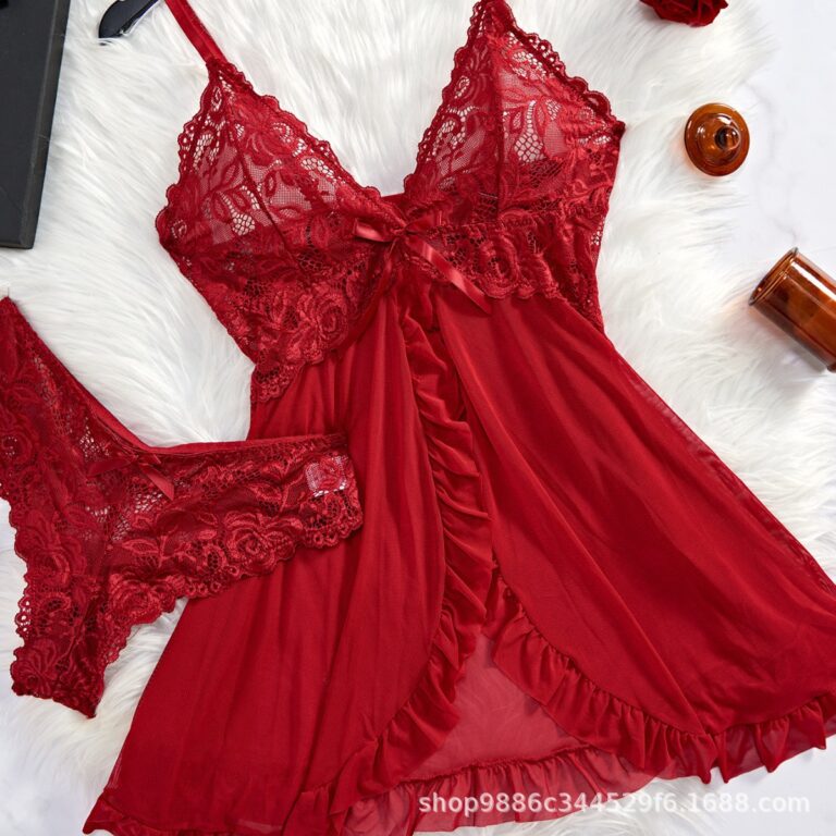 Two-piece Suspender Dress Mesh Transparent Nightdress - Image 7