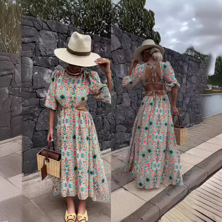 Women's Fashion Multi-color Printing Casual Dress - Image 4