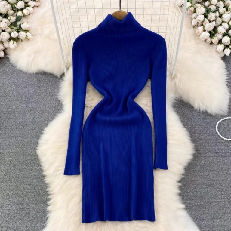 Korean Style Long Sleeve Turtleneck Dress Sweater - Image 6