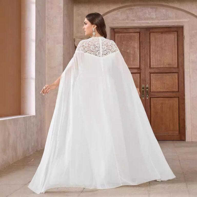 Round Neck Cape Dress Women's Autumn And Winter Cocktail Dress - Image 3