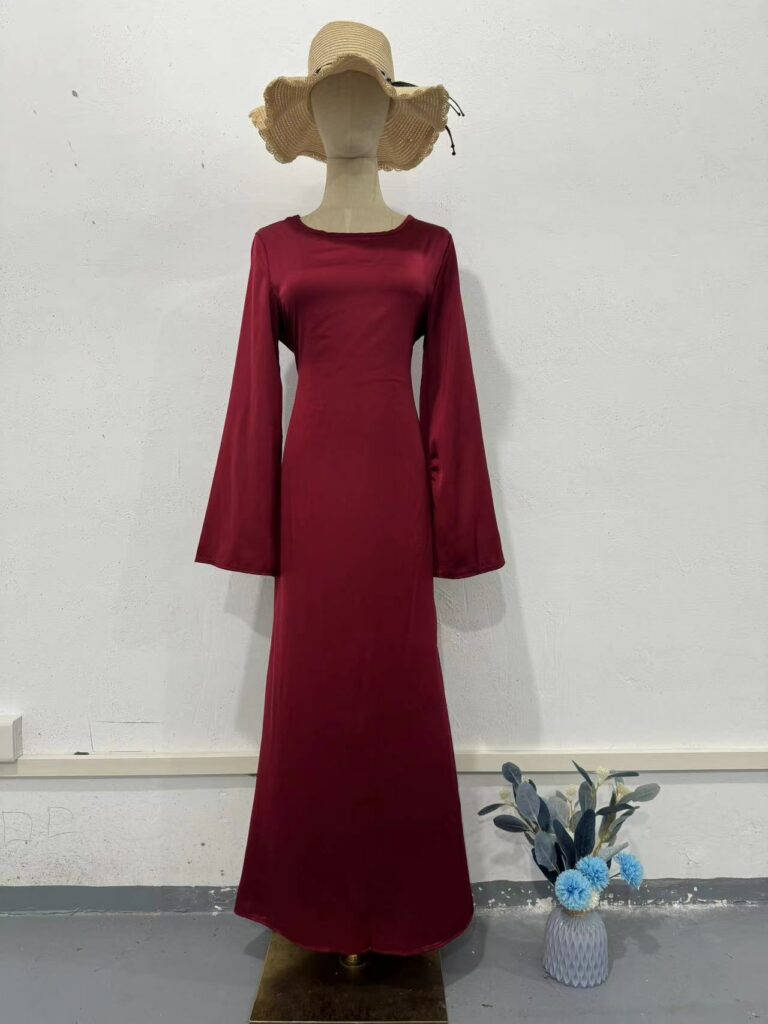 Waist-tight Slimming Lace Up Solid Color Long Sleeve Dress - Image 6