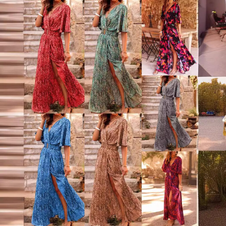 European And American Printing Temperament Short Sleeve Dress - Image 3