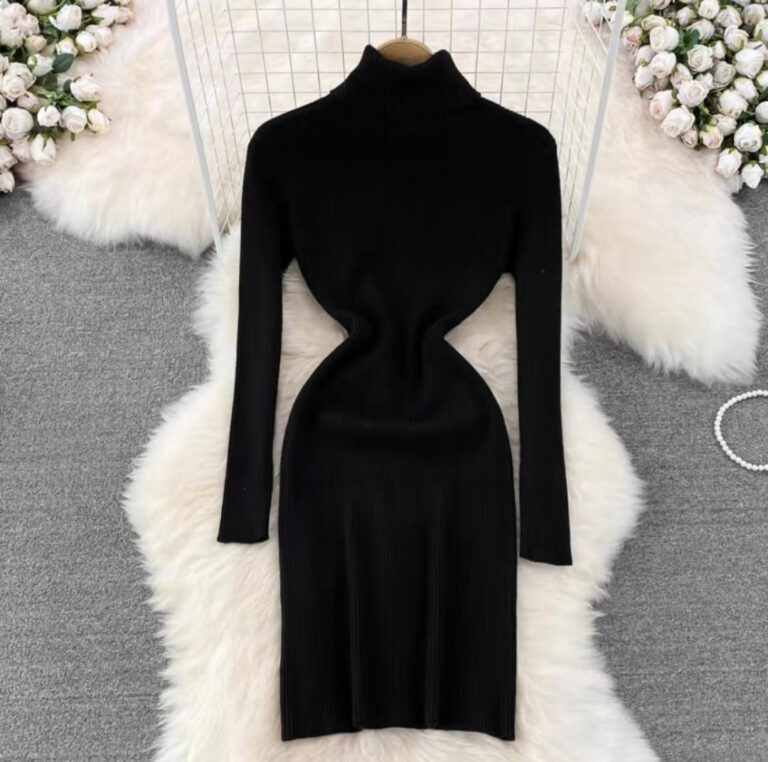 Korean Style Long Sleeve Turtleneck Dress Sweater - Image 5
