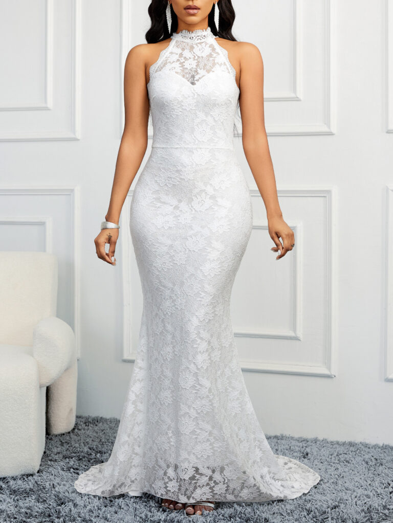 Fashion New Solid Color Trailing Dress Women - Image 4