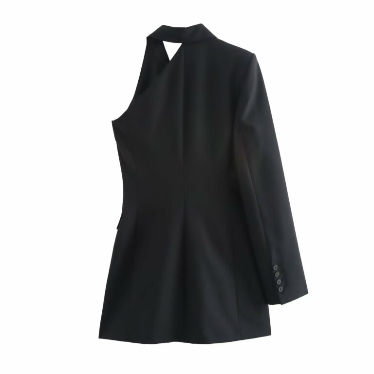 New Fall Women's Clothing Versatile Style Single Button Asymmetric Long Sleeve Dress - Image 4