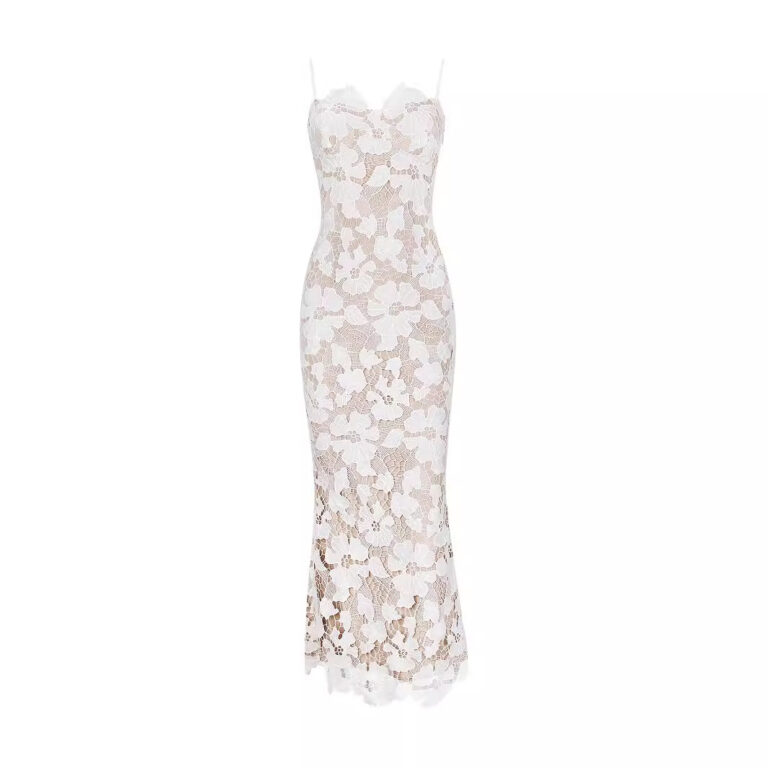 Sexy Lace Temperament Hip Spaghetti Straps Dress Sexy Backless Slit Long Dress - Image 5