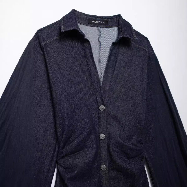 European And American Style Fashion Denim Effect Shirt Style Dress